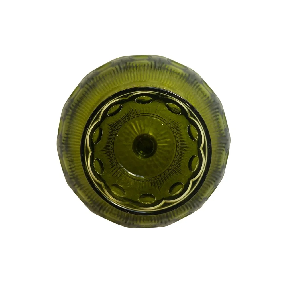 Vintage Bartlett-Collins Avocado Green Glass Pedestal Bowl St Genevieve